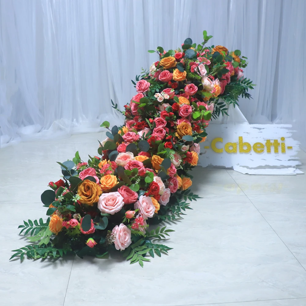 KCFR-091 Hot Sale Flowers Garlands For Weddings Gypsophila Runner Flower Row Greenny strips White And Green Decorative Garland