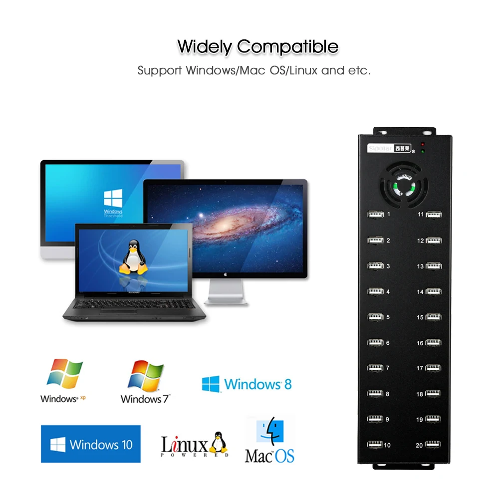 full speed mount desk  tablet charging sipolar a-805P 20port high powered usb 2.0 powered hub