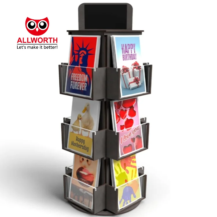 Custom-made Complementary Colours Steel Wooden Finish Book Magazine Display Rack