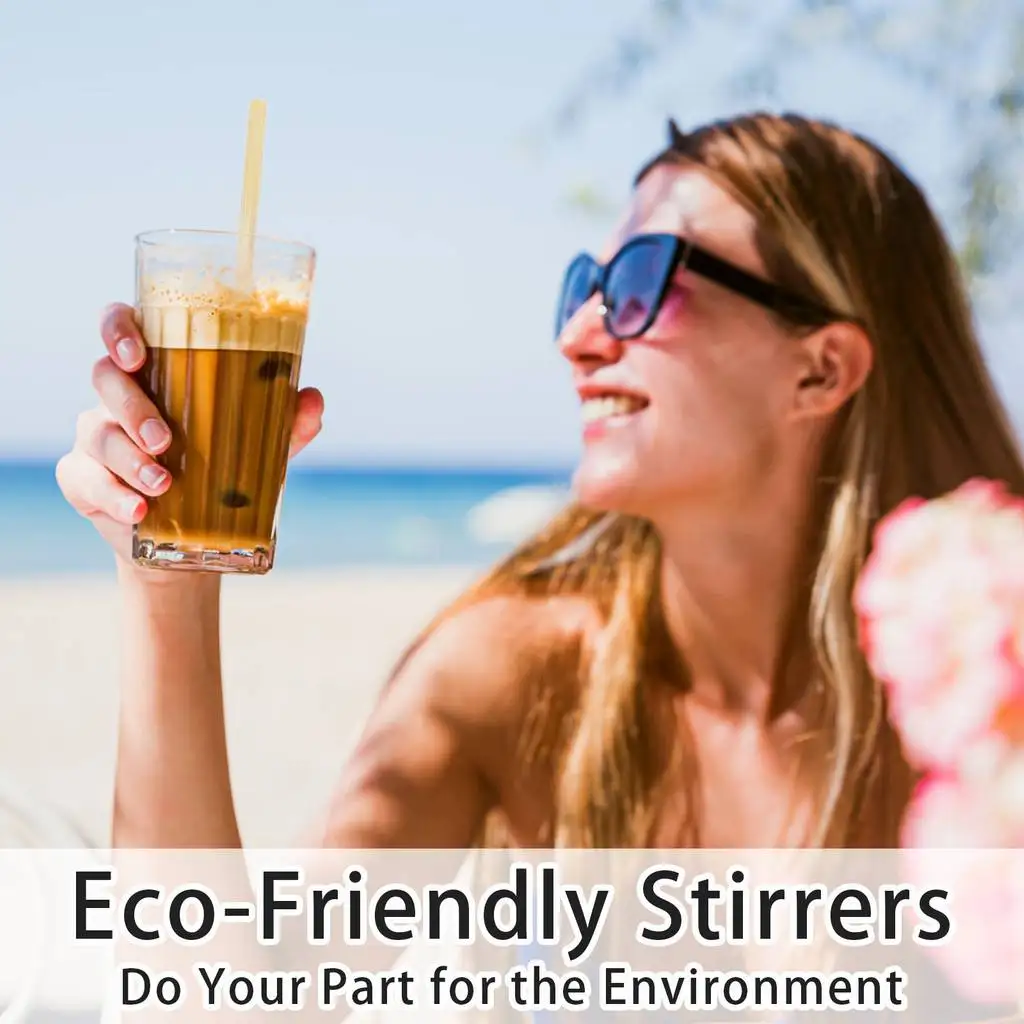 100pcs Disposable Bamboo Stirring Flat Individual Paper Wrapped Bamboo Stir Stick Espresso Coffee Stirrer