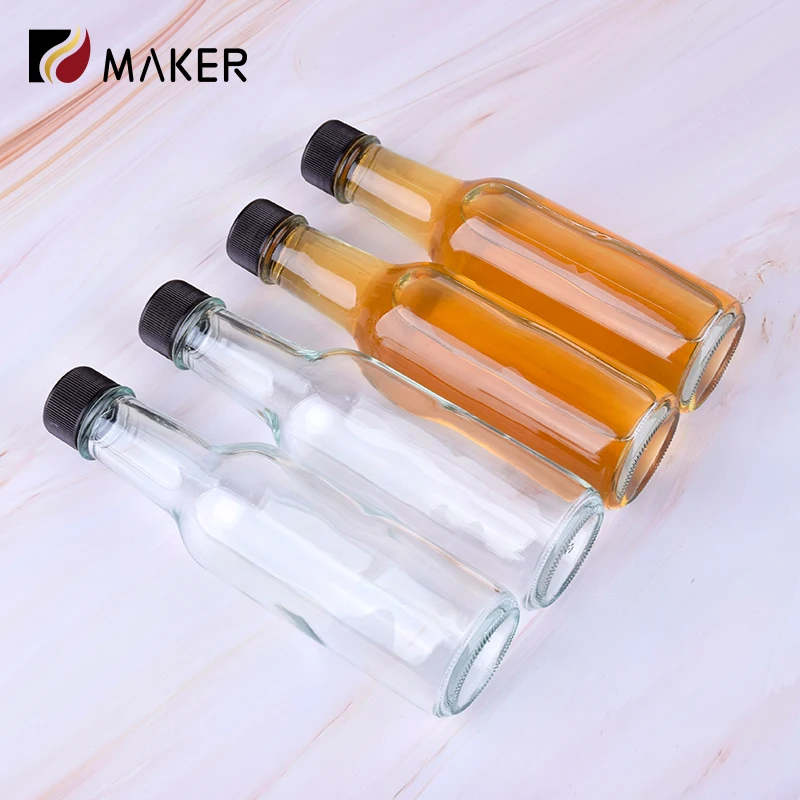 Reusable Empty Clear Hot Tomato Salad Sauce Dispenser Custom 150ml 5oz 5 oz Airtight Woozy Pepper Chili Glass Tabasco Bottle