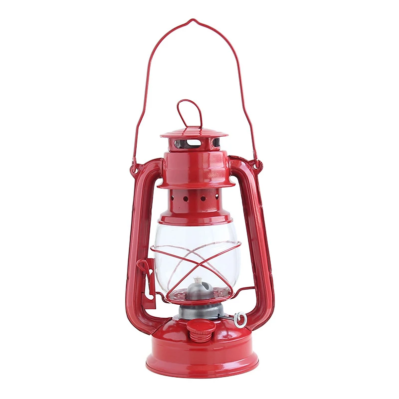 Nostalgic retro wrought iron kerosene lamp ornaments Old-fashioned portable glass lantern