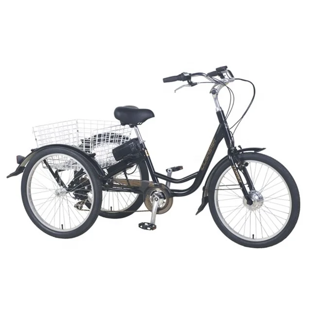 Electric cargo tricycle rear basket folding frame 24 inch V brake/disc brake 36V 250W brushless motor 10AH cargo trike GW7015E