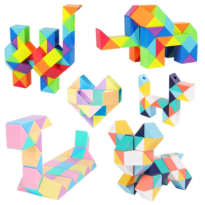 SL 24 36 48 60 72 Segments Magic Rule cube DIY Twist Folding Snake Puzzle Toys For Kids Children