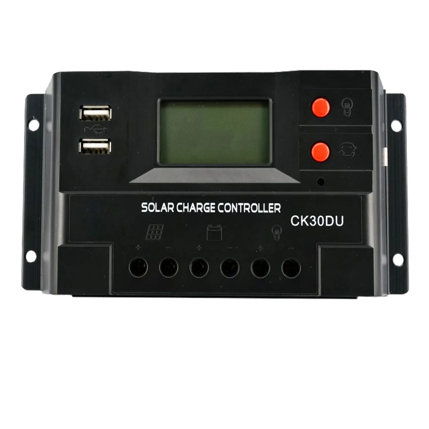CK30DU-30A 30A-12V/24V auto. PWM Solar Charge Controller Regulator with USB port*2pcs LCD display CE RoHS