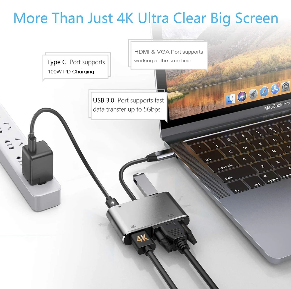 4 в 1 док-станция с USB Type-c и поддержкой разных