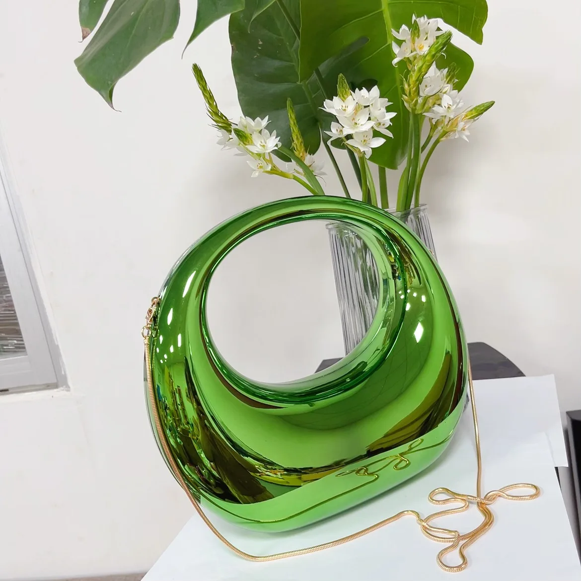 Hot sales Fashion Handbag Clutch Trendy Woman Bag Half Moon Lady Evening Bag