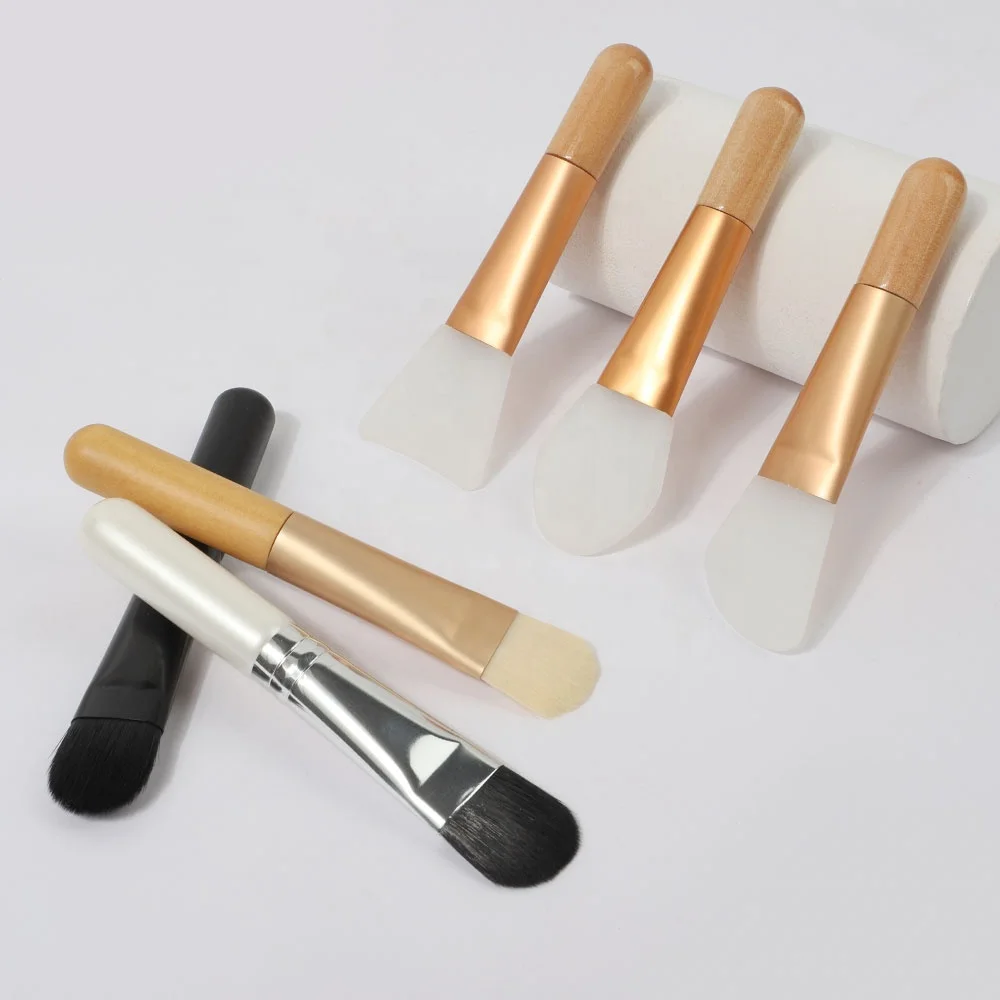 Beauty Spa Mud Applicator Gold Ferrule Mini Facial Cleaning Silicone Mask Brush