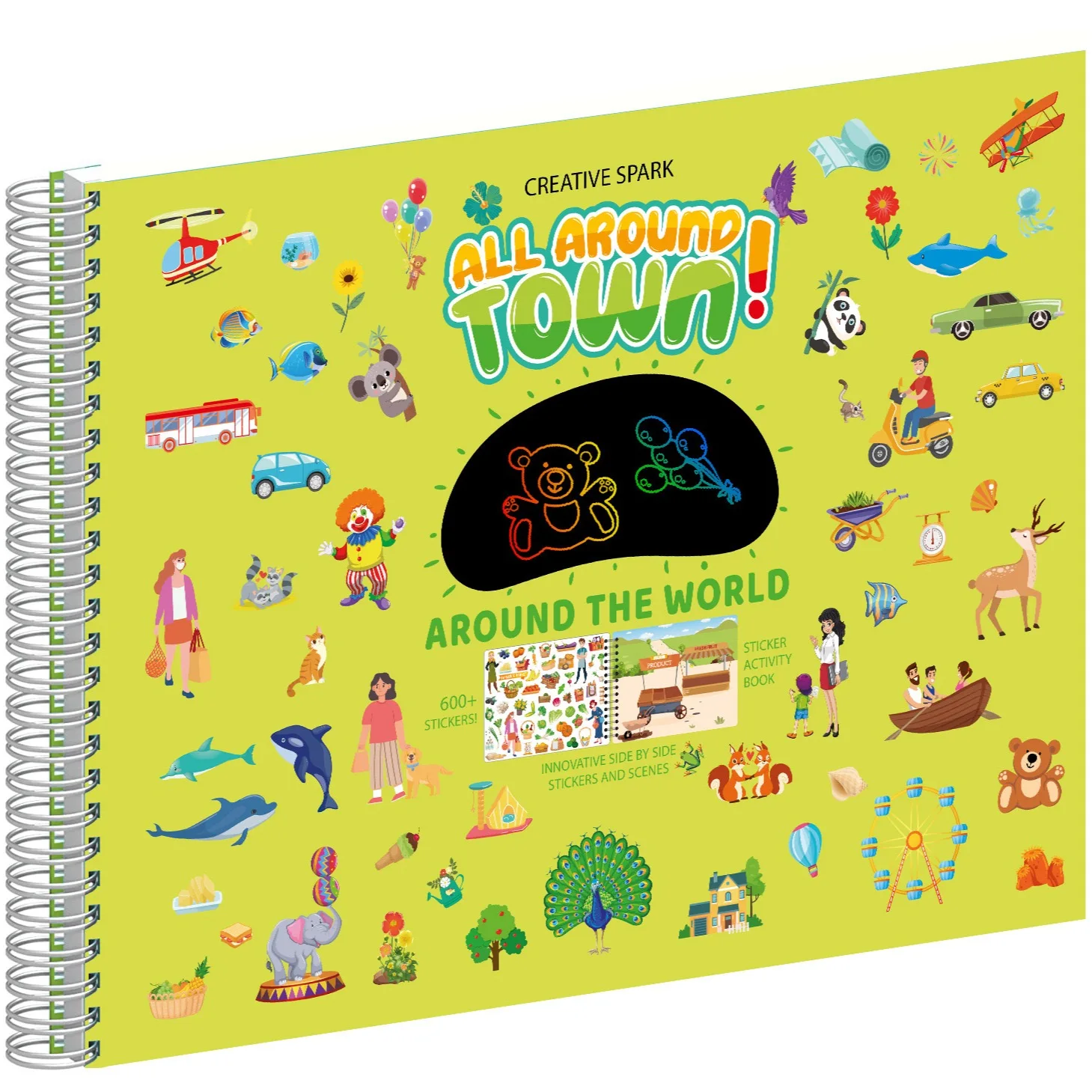 Scene Reusable Sticker activity Books for Kids with colorful pens Fun Coloring Activity Book for students