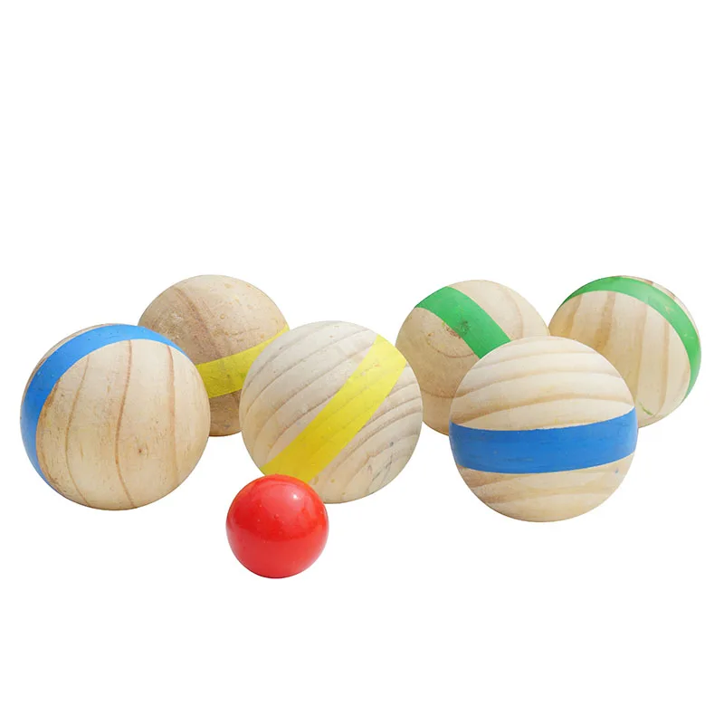 Wooden Petanque ball Set Wood Bocce Sets With 7 Balls wooden Outdoor Backyard Games For kids