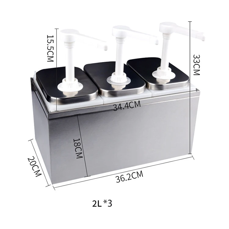 Food Grade Restaurant Stainless Steel Catering Ketchup Condiment Box Plastic Sauce Dispenser Pump For Easy Squeezing