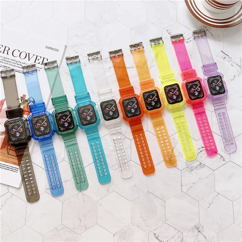  Ремешок из ТПУ для iWatch 38 40 42 44 силиконовый прозрачный спортивный браслет Apple Watch Band Series 6 SE 5 4