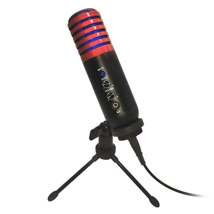 Factory Direct Sale RGB Condenser USB Desktop Computer Microphone Gaming Youtube Recording Studio for PC