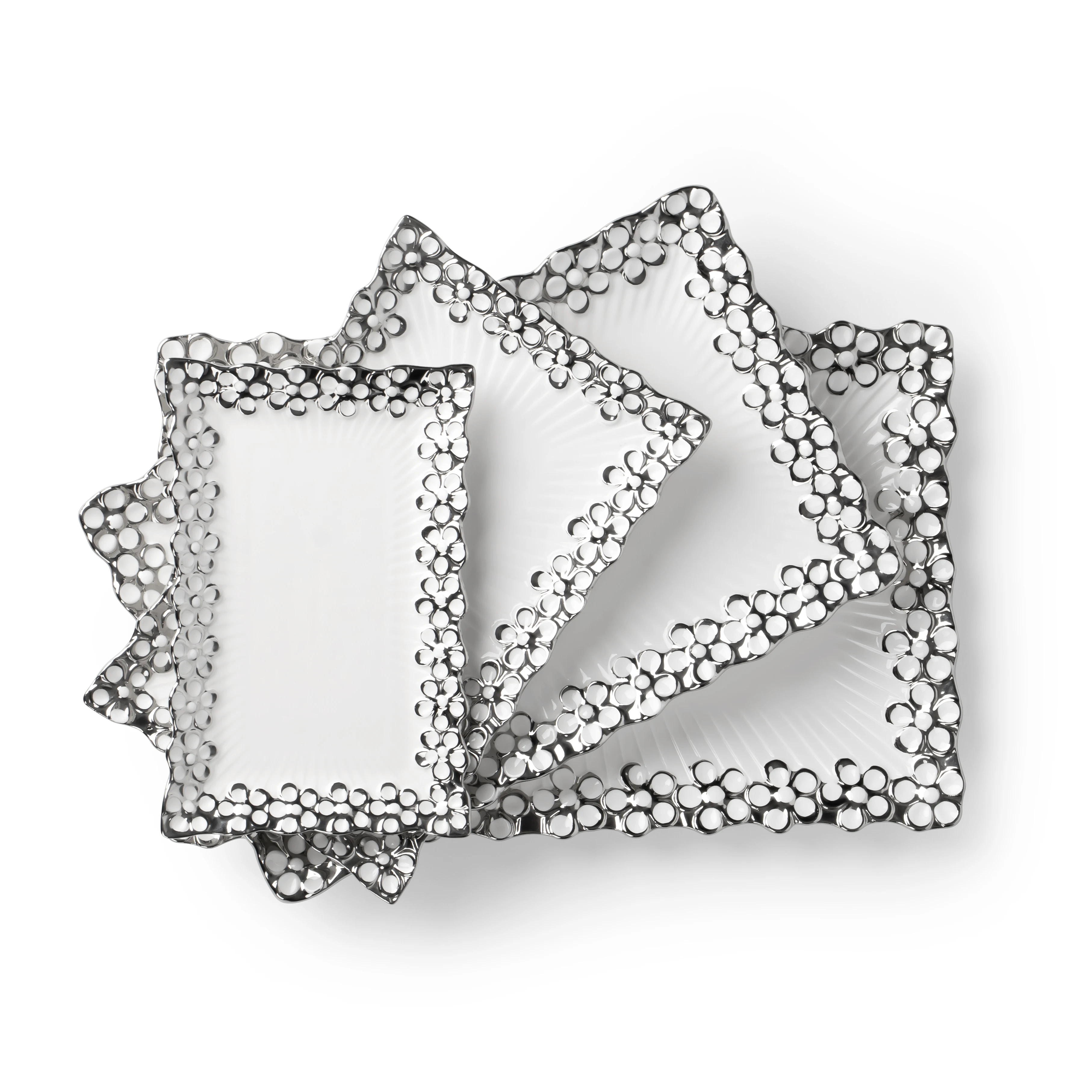 Creative catering dinnerware white embossed rectangular ceramic dinner plates for restaurant wedding