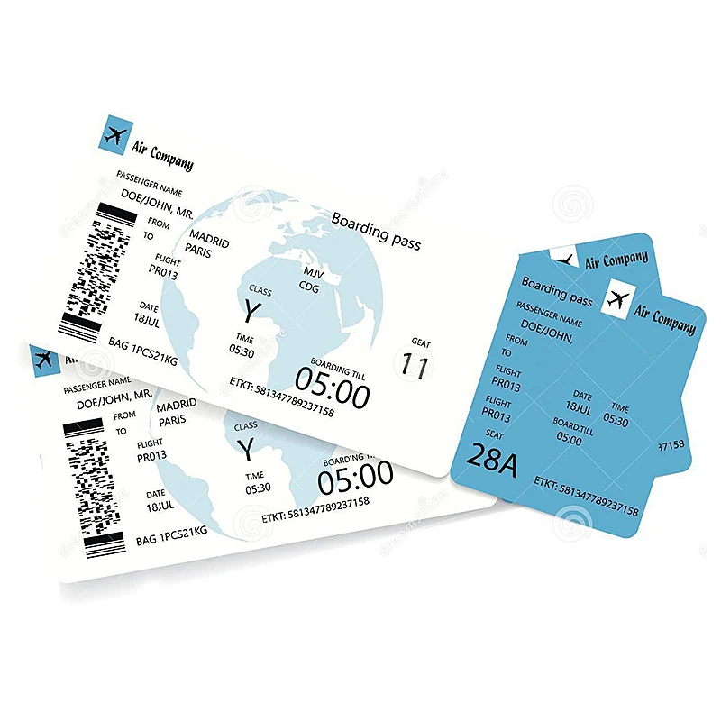 High quality Air ticket Custom boarding pass event tickets admission Concert ticket