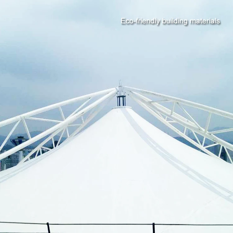 Eco-friendly building materials pvdf membranes space truss space frame steel stadium tensile fabric roof truss