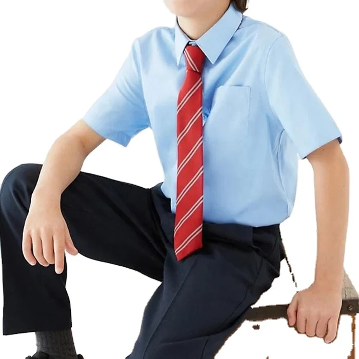 New British Primary School Uniform Models High Quality on Sale School Uniform Light Blue Shirt for Kid School Uniform