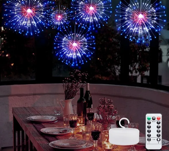 Высокое качество фейерверки огни Светодиодные строки света 8 режимов Фея Света с дистанционным управлением подвесной светильник рождественские украшения