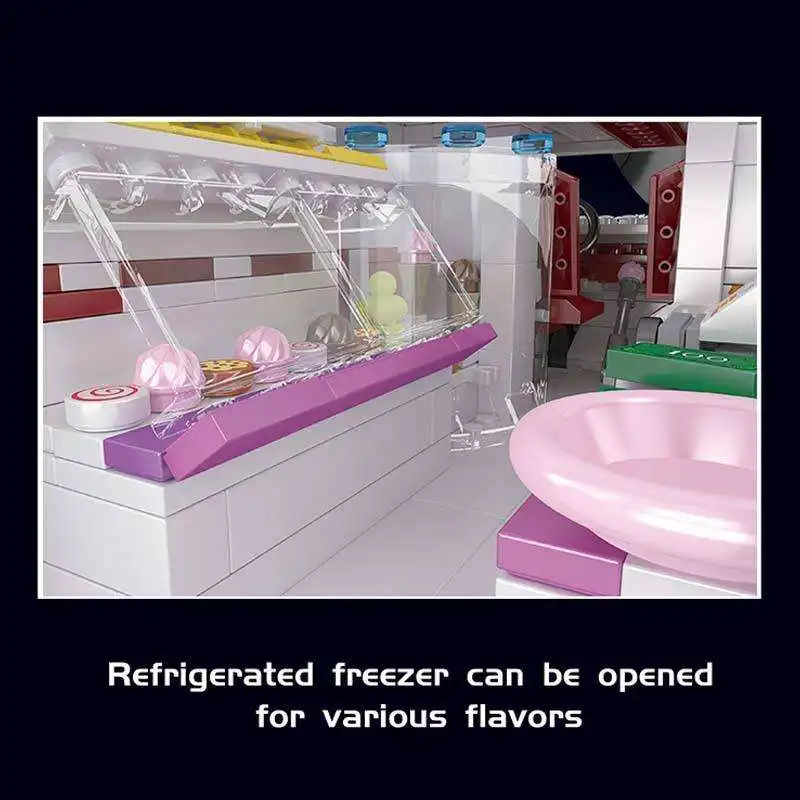 Mould King 10039 DIY Assembly Mini Ice Cream Truck Model Kids Educational Toy Plastic Bricks Kits Car Building Blocks