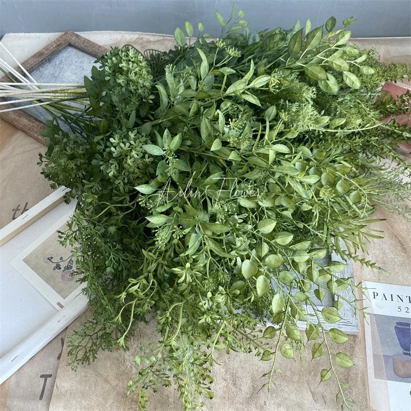 A-204 Artificial Green Stem Leaves Plastic Green Plants Simulated Green Plant Leaf