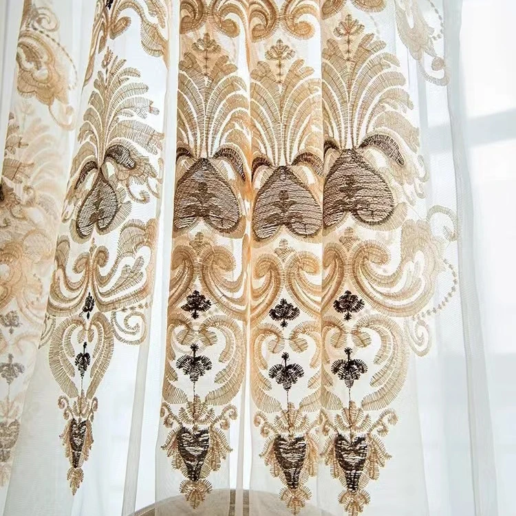 European Luxury Customization Ready Made Finished Embroidery Curtain For Living Room