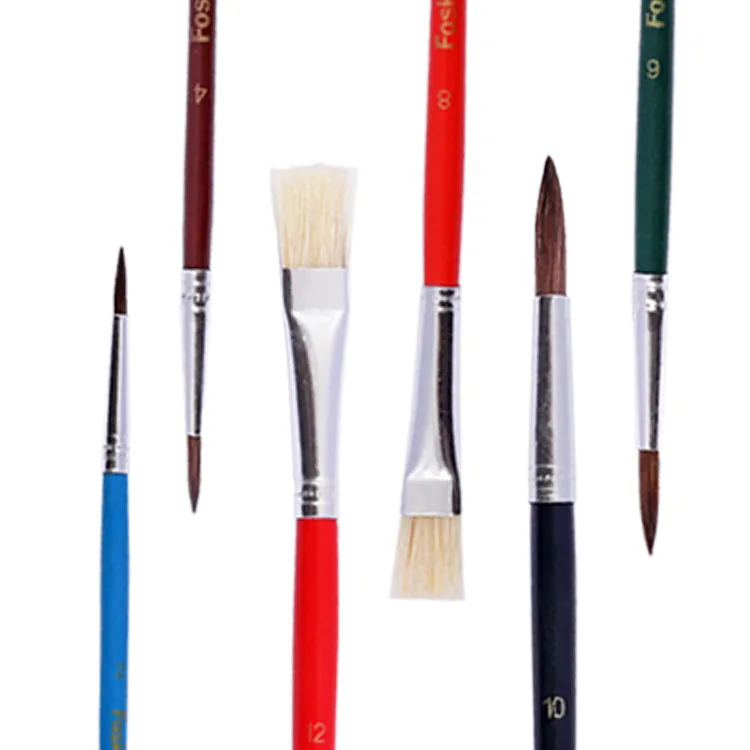 Foska Round Flat Liner Tip Shape Multi-functional Acrylic Paint Brush for Students Teenagers Children and Painters