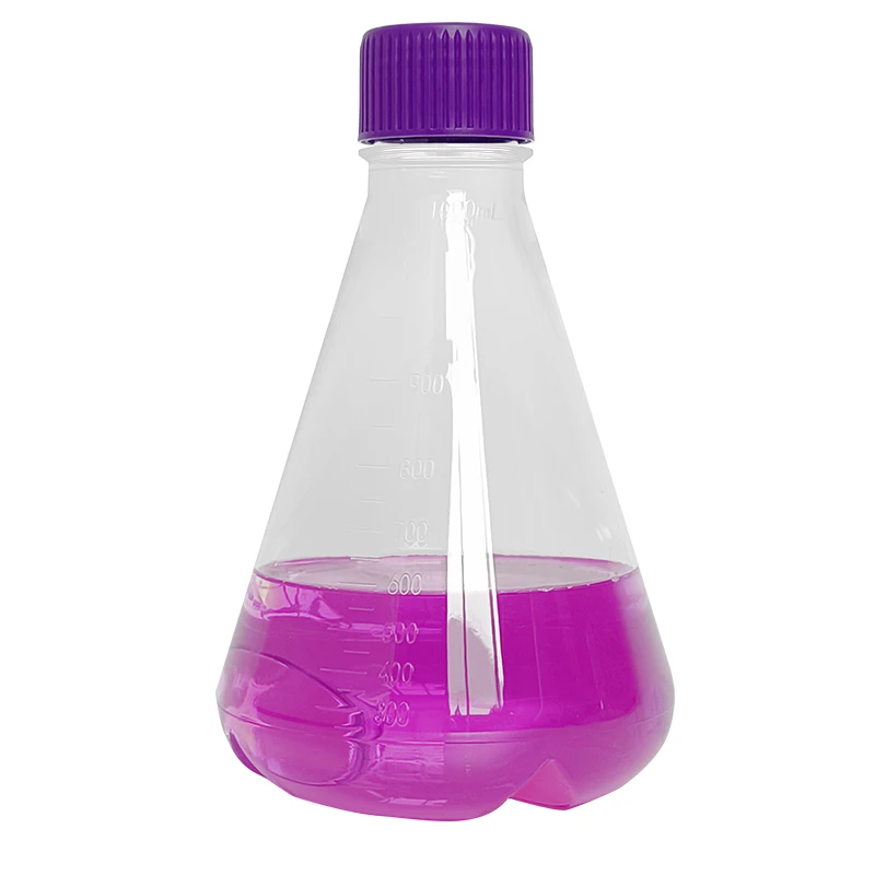 Sorfa HDPE shake flask lab erlenmeyer conical flask erlenmeyer flask for cell culture with scale