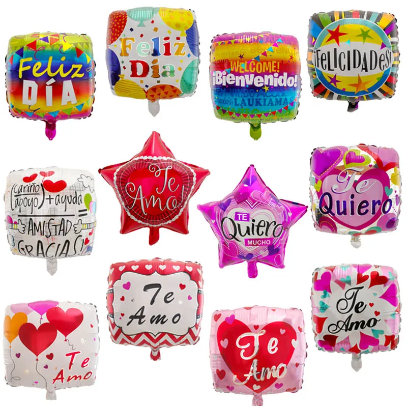 DJTSN 18 inch Spanish happy birthday Feliz Cumpleanos Customized Wholesale Helium Aluminum Foil Balloon