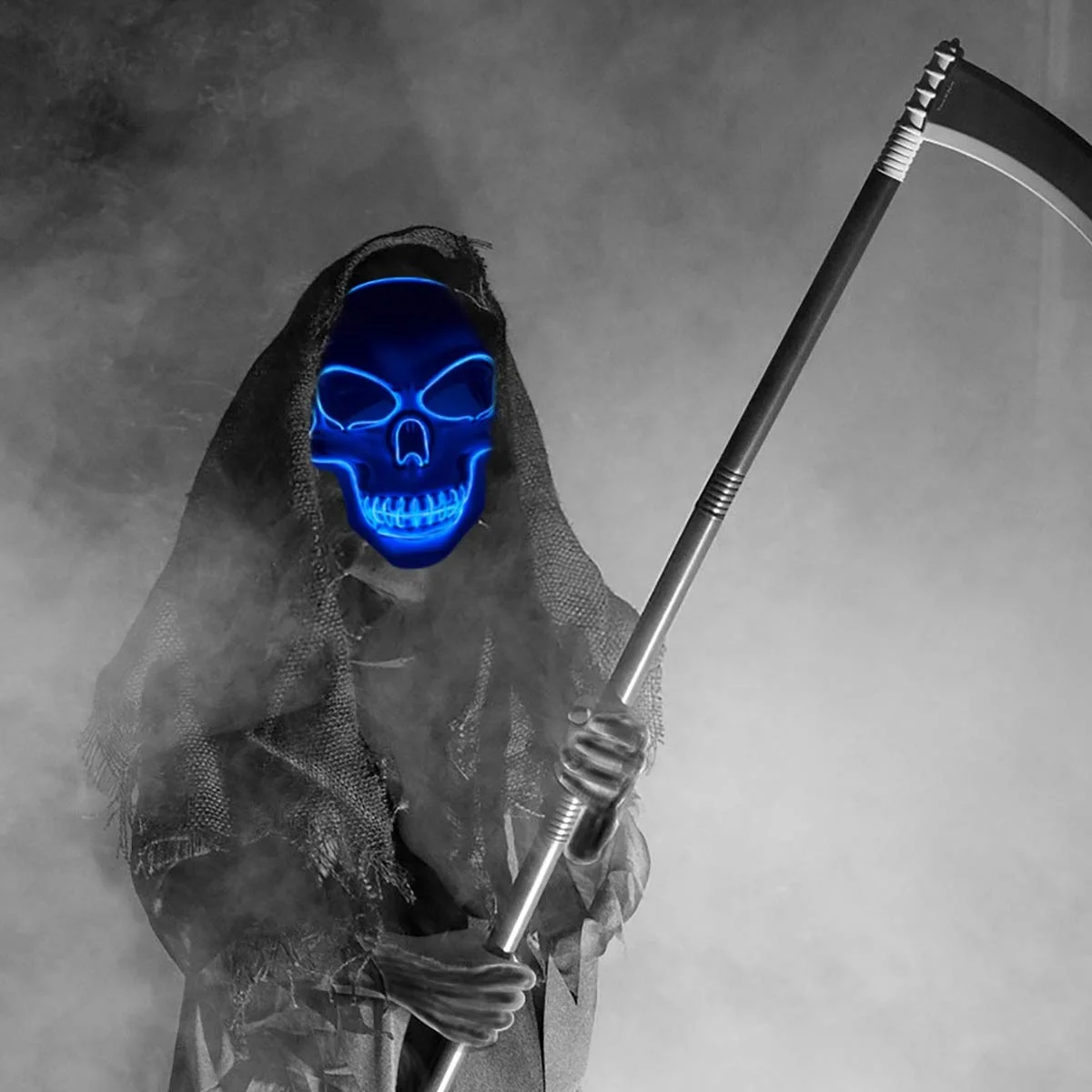 Halloween LED Mask, Light Up Scary EL Wire Skull Mask, Creepy Cosplay Mask for Festival Parties Costume