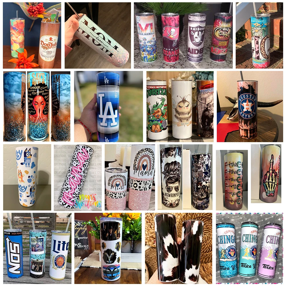 FREE Shipping USA Warehouse Sublimation Blank 20 oz White Skinny Straight Blanks Heat Press Sublimation Tumblers 20oz With Straw