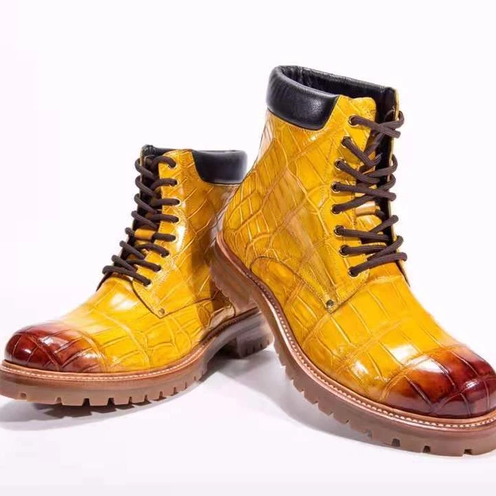 Goodyear welt Men Martin Boots Shoes Alligator Skin ankle men leather Boots High Quality winter crocodile Leather Boots For Men