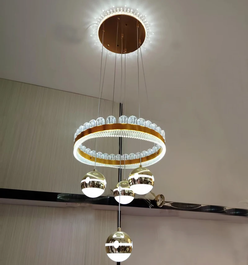 Newest indoor luxury LED pendant light gold LED hanging lamp home Nordic style modern Acrylic chandelier(2598-4P)