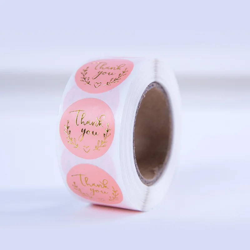 Custom Printed Labels of Various Colors Thank You Gold Foil Vinyl Waterproof Sticker Packaging Label Adhesive Tape