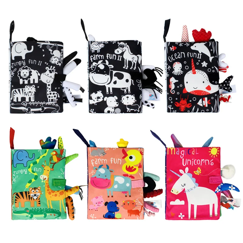 Wholesale Ocean Farm Jungle Tail Animals Story Book Baby Soft Fabric Cloth Book for Baby Toy