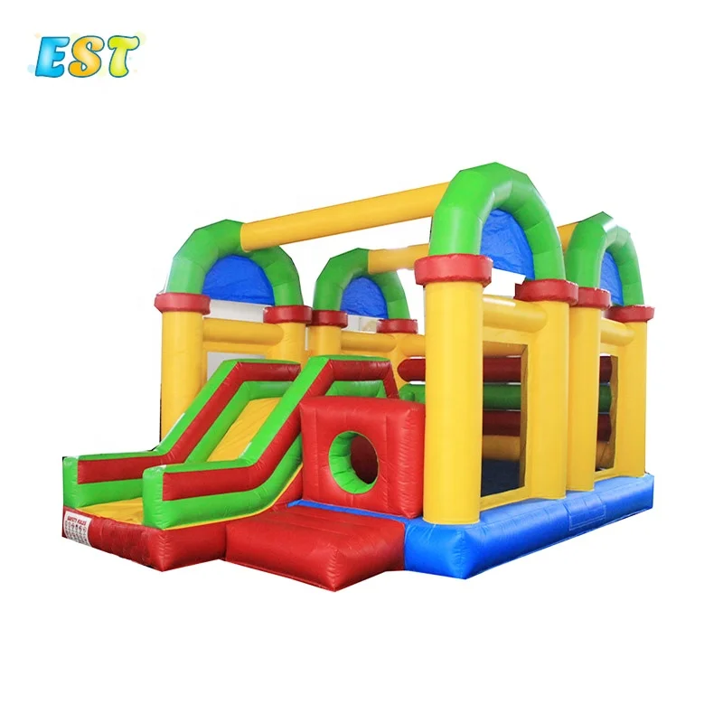 Коммерческий класс пользовательский размер moonwalk bouncy slide bounce kids play house combo Радужный надувной прыгающий замок