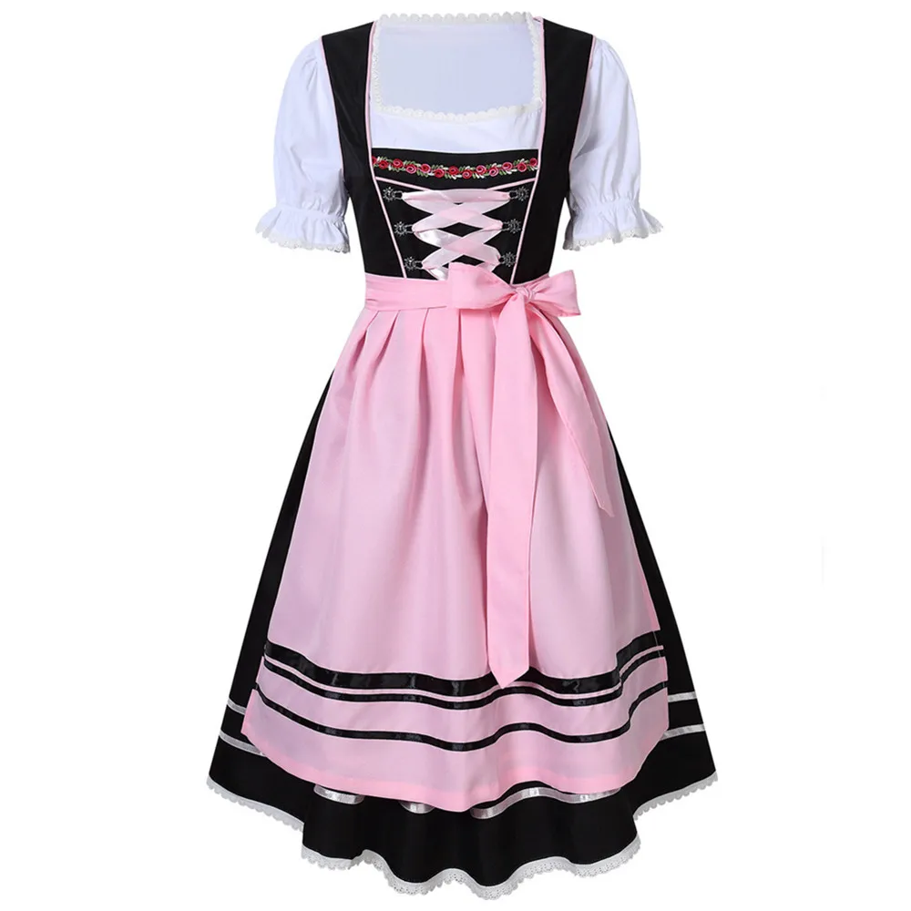 Ladies Traditional Bavarian Octoberfest Dresses German Beer Wench Costume Halloween Carnival Oktoberfest Dirndl Dress With Apron