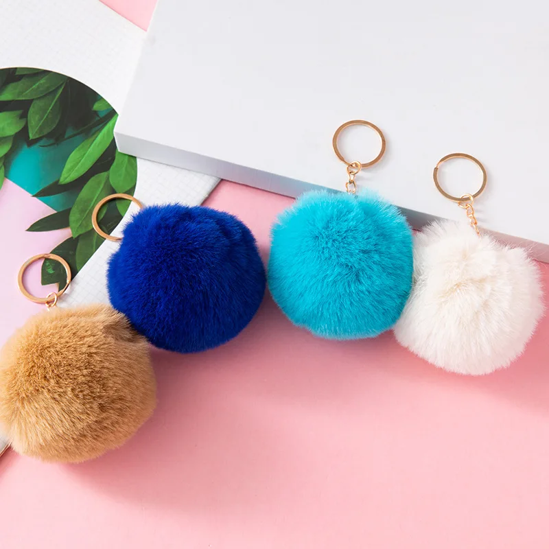 Fur Ball Keychains Pompom Puff With Balls Bulk Faux Fluffy Furry Keychain Accessories For Women And Girls