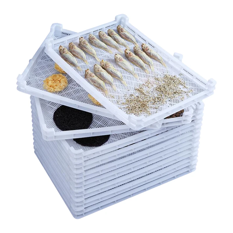 Manufacture 600x800x75mm cheap price hdpe food grade stackable drying plastic tray for drying seafood/fruits/vegetables