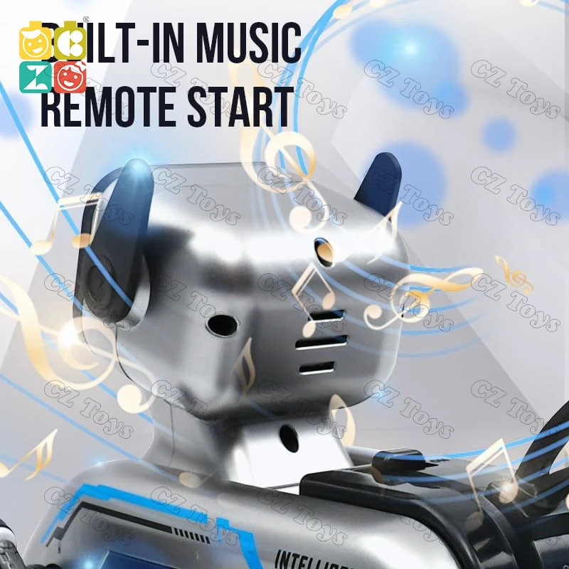 Amazoms Hot Sale CZ RC Robot Dog 18mins Play Time Light up Music 8 Wheels Model RC Stunt Car Robot Dog Toys Remote Control Car