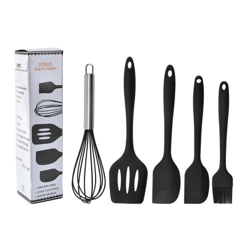 
High-selling silicone kitchenware does not hurt the pot and cooking spoon 5-piece set of silicone kitchenware 