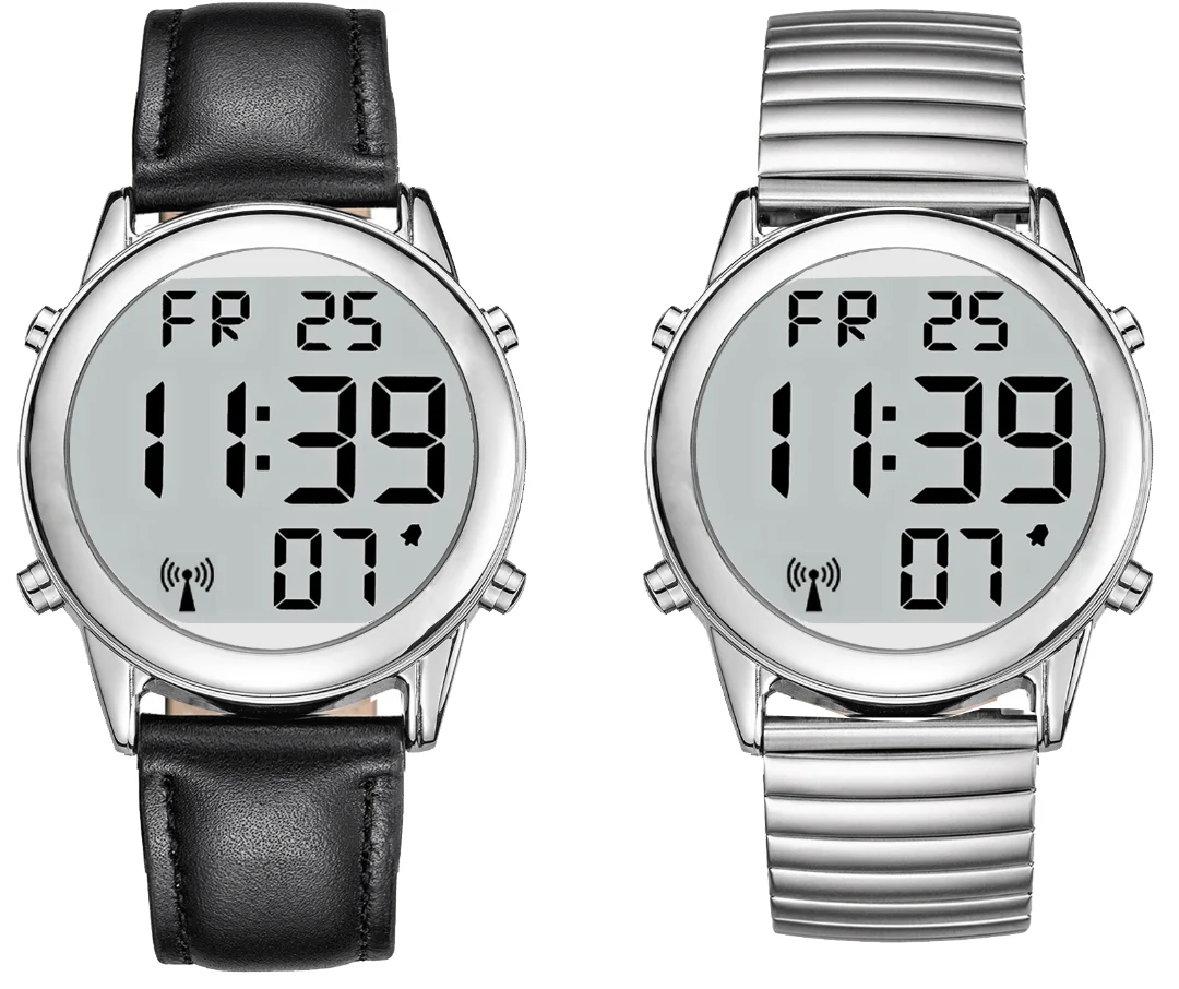 Us UK De Fr Japan Atomic Talking Watch LCD Big Number Talking Watch for The Blind or Elderly