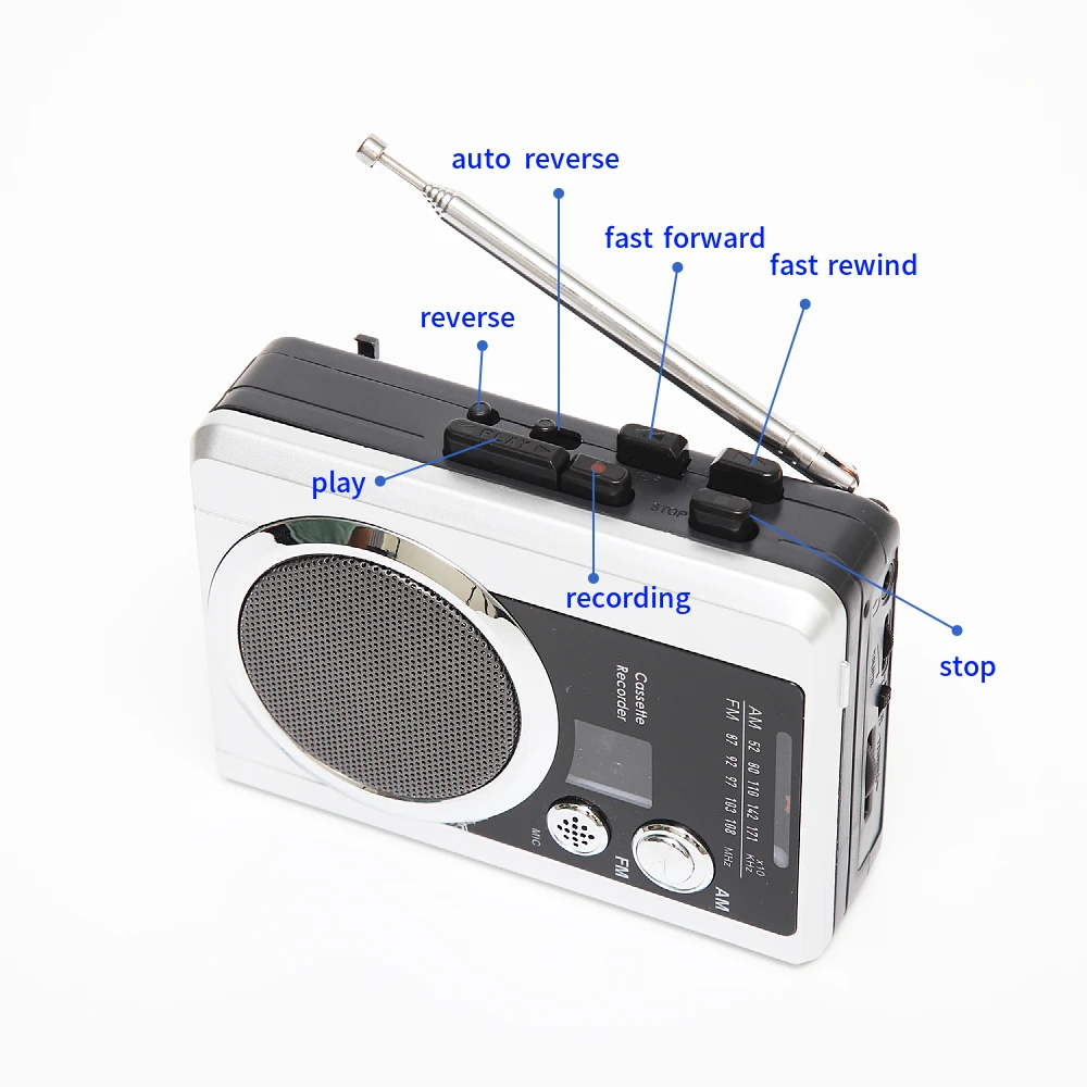 Wholesale Factory hotsale Cassette Recorder Player With Am Fm Radio Record Auto Reverse Belt Clip Walkman