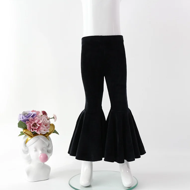 Solid Color Plain Trousers Toddler Bell-Bottom Baby Girl Flare Leggings Kids Ruffle Pants For Kid Girls