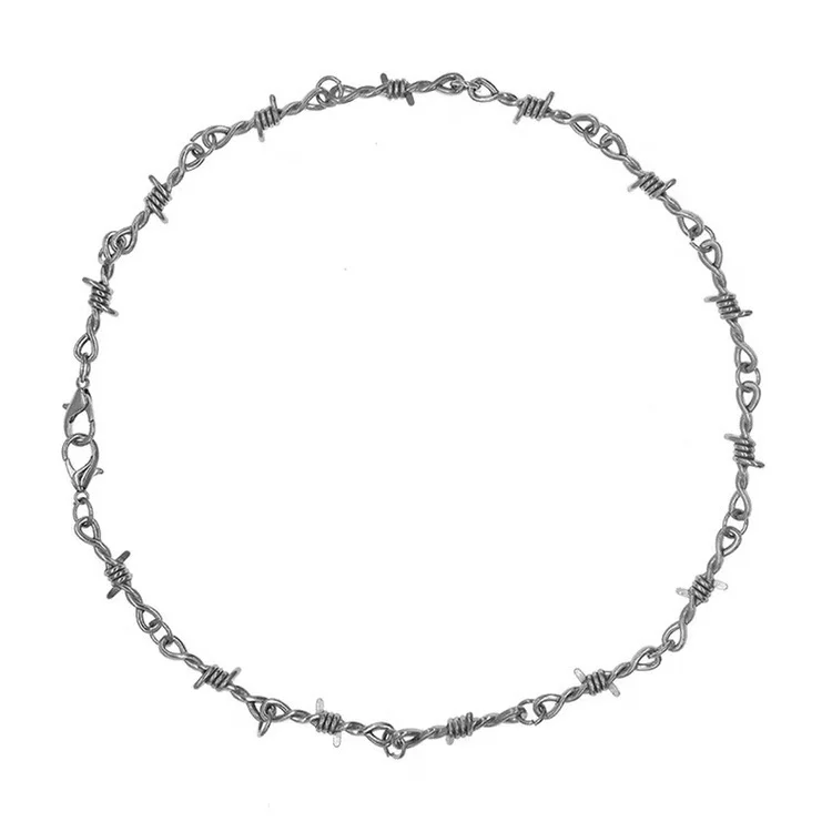 Vintage Thorn Hip Hop Necklace for Women Men Metal Punk Style Neck Chain Necklaces Jewelry Daily Accessories