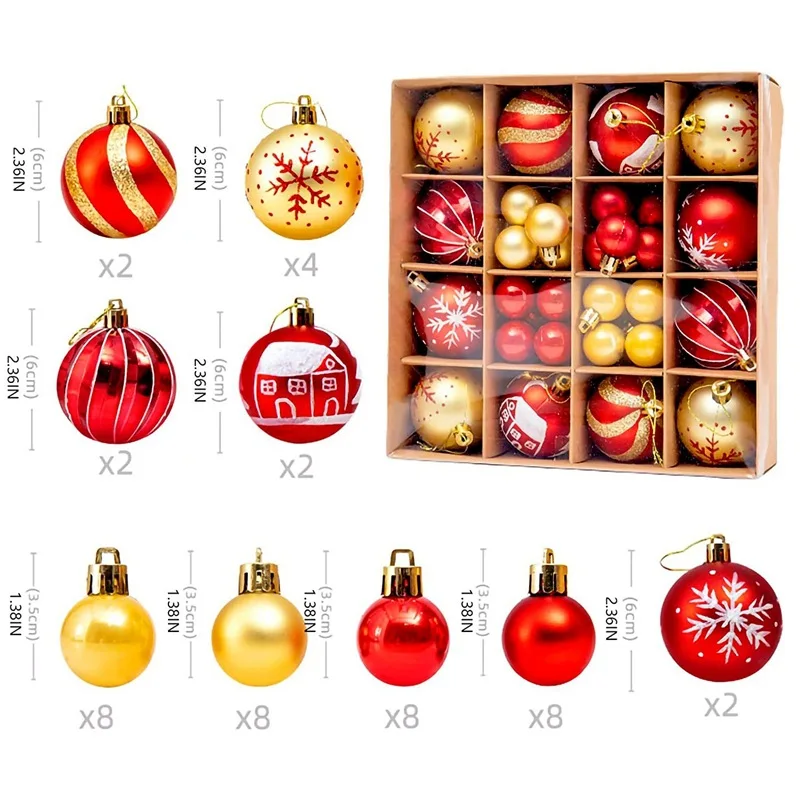 Popular Threaded Colored Painted Balls Gift Box Set Christmas Tree Pendant Holiday Party Decoration