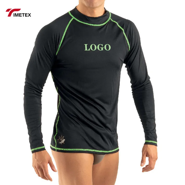 Oem Custom Logo 100% Polyester Quick Dry Fabric UPF 50 Solid Color Long Sleeve Shirts Tops Men Rash Guard