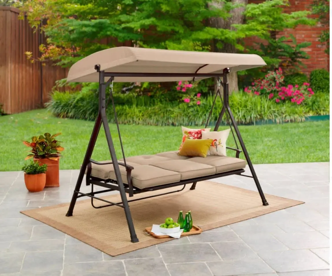 3 Seat Porch & Patio outdoor gazebo swing Canopy Swing Chair