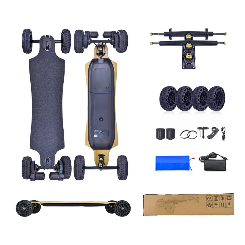 Carbon fiber four-wheel electric scooter belt, dual drive two in one adult scooter for commuting