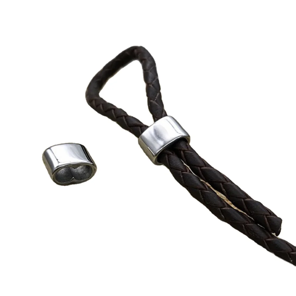 Новинка гравировка логотипа никогда не выцветают концевые бусины из нержавеющей стали для 4 мм кожаного шнура ювелирных изделий браслетов изготовление металлических бусин аксессуары «сделай сам»