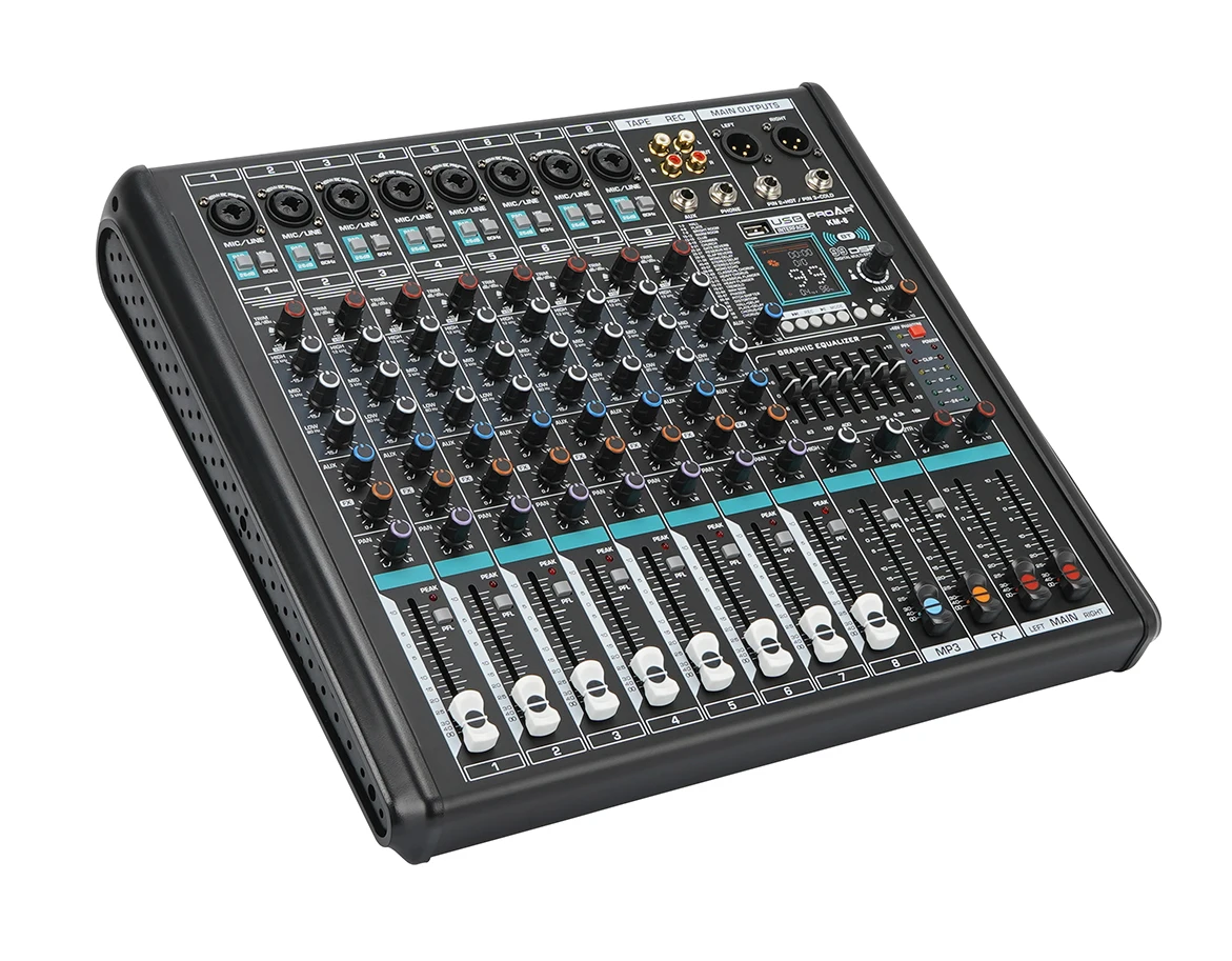 PROAR KM-8 Professional 8-channel Digital Audio Mixer Sound Mixing Console with 48V Power